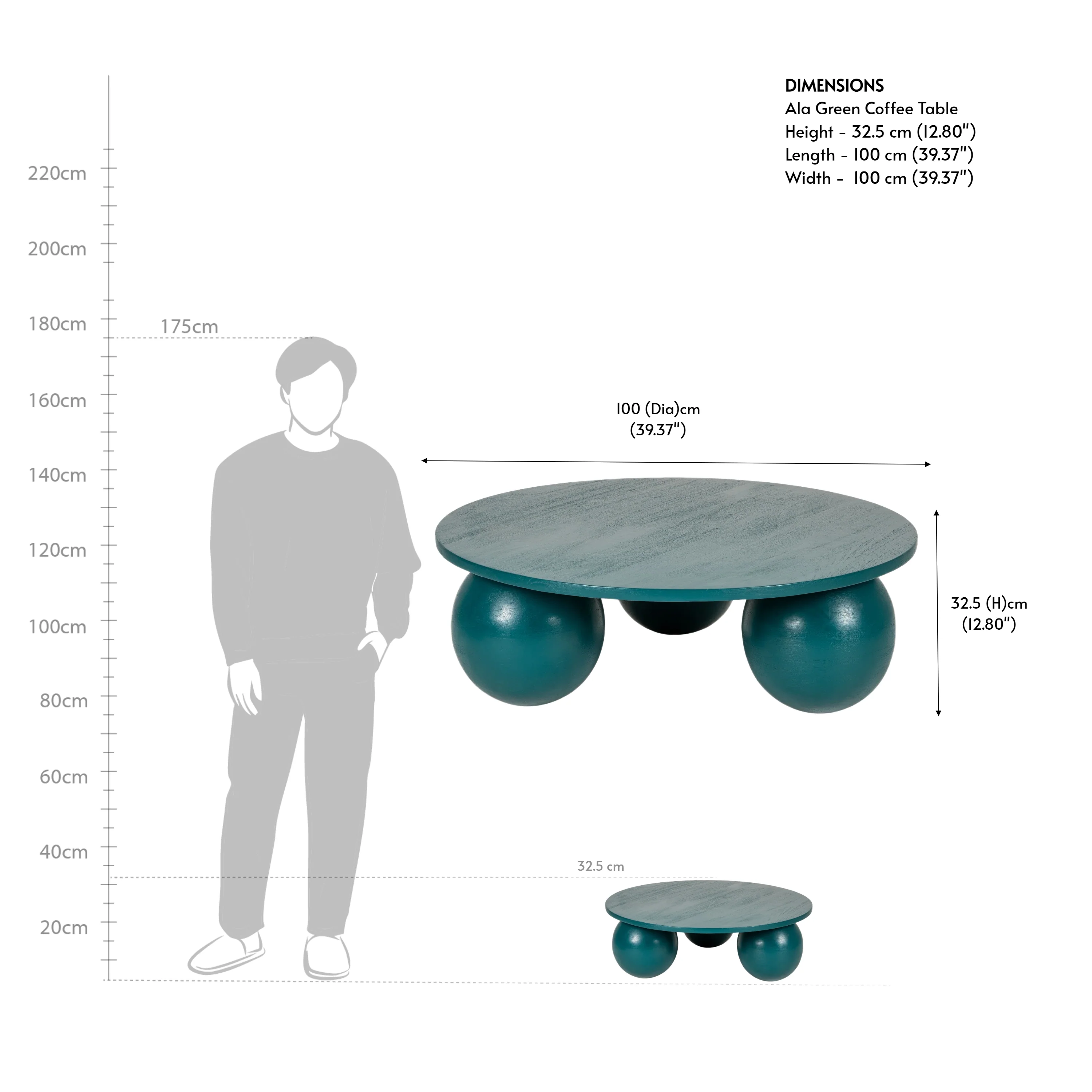 Ala Teal Coffee Table - Image 3