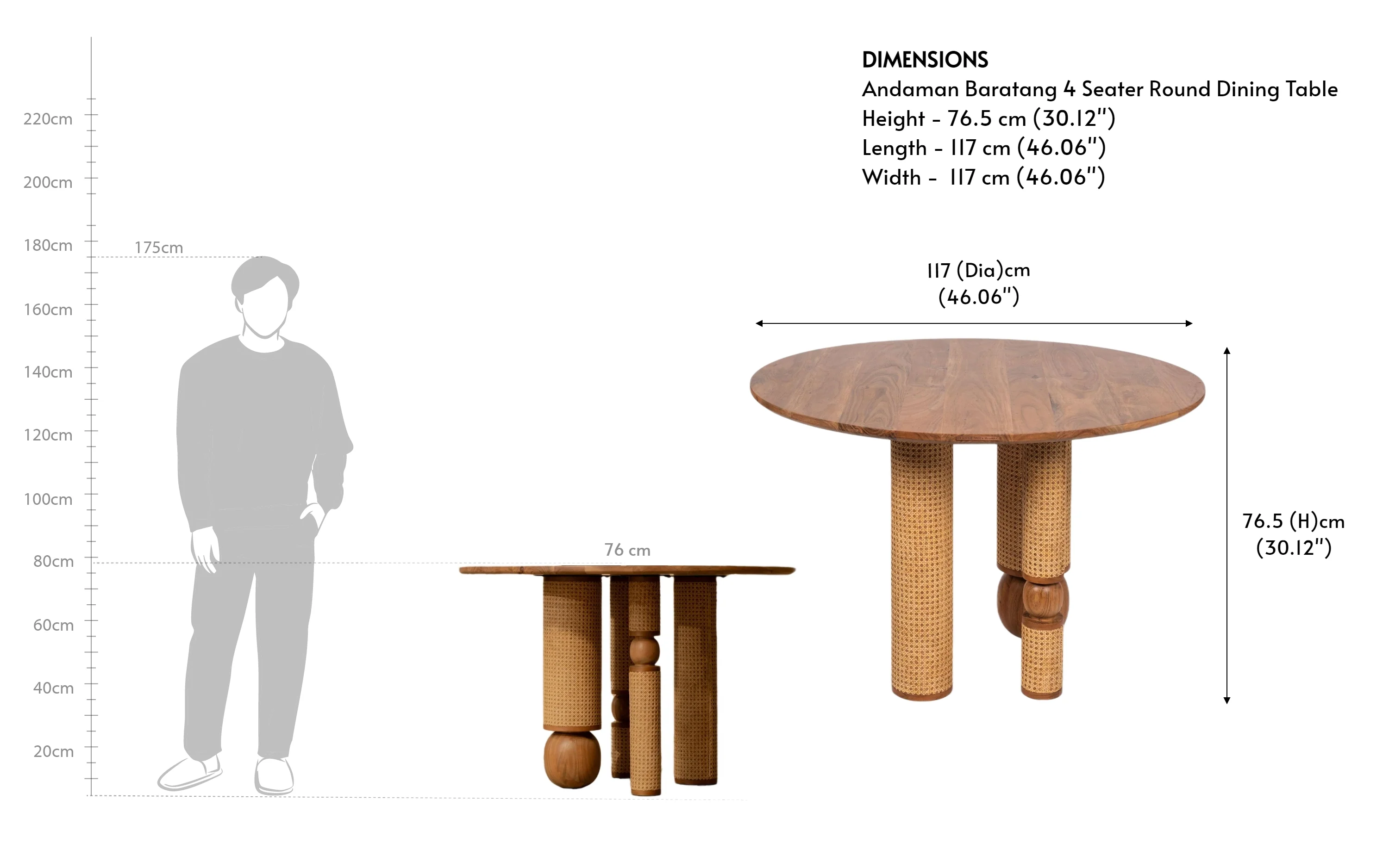 Andaman Baratang 4 Seater Round Dining Table - Image 5
