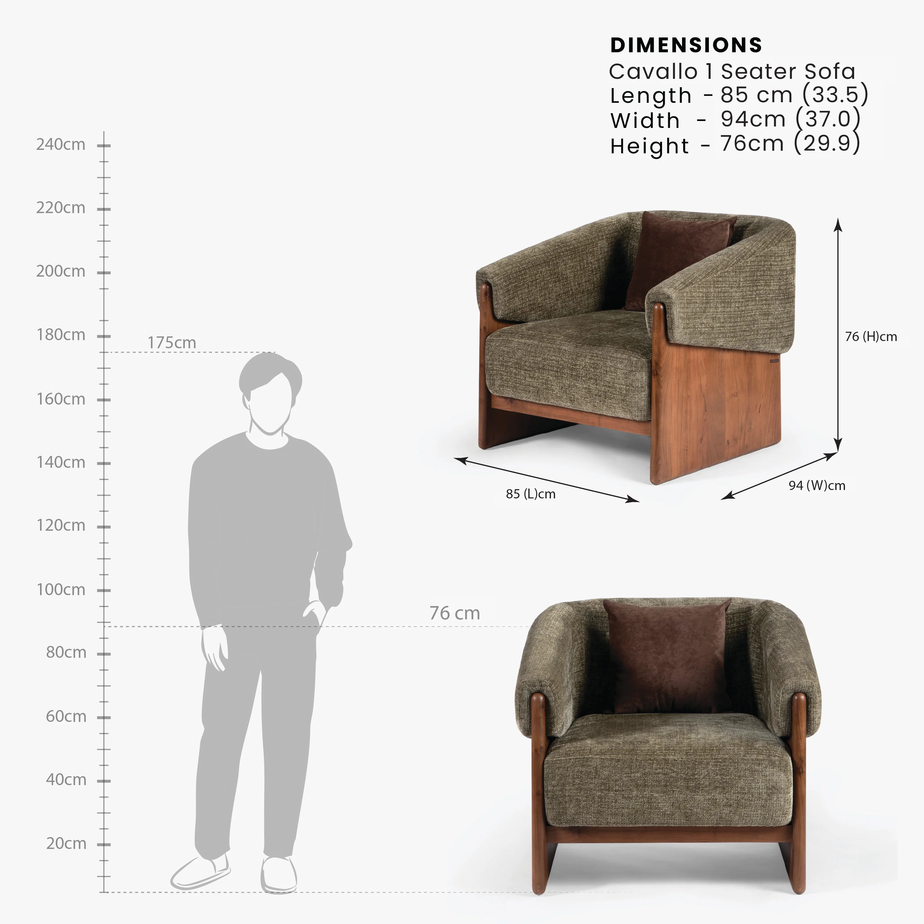 Cavallo 1 Seater Sofa - Image 5