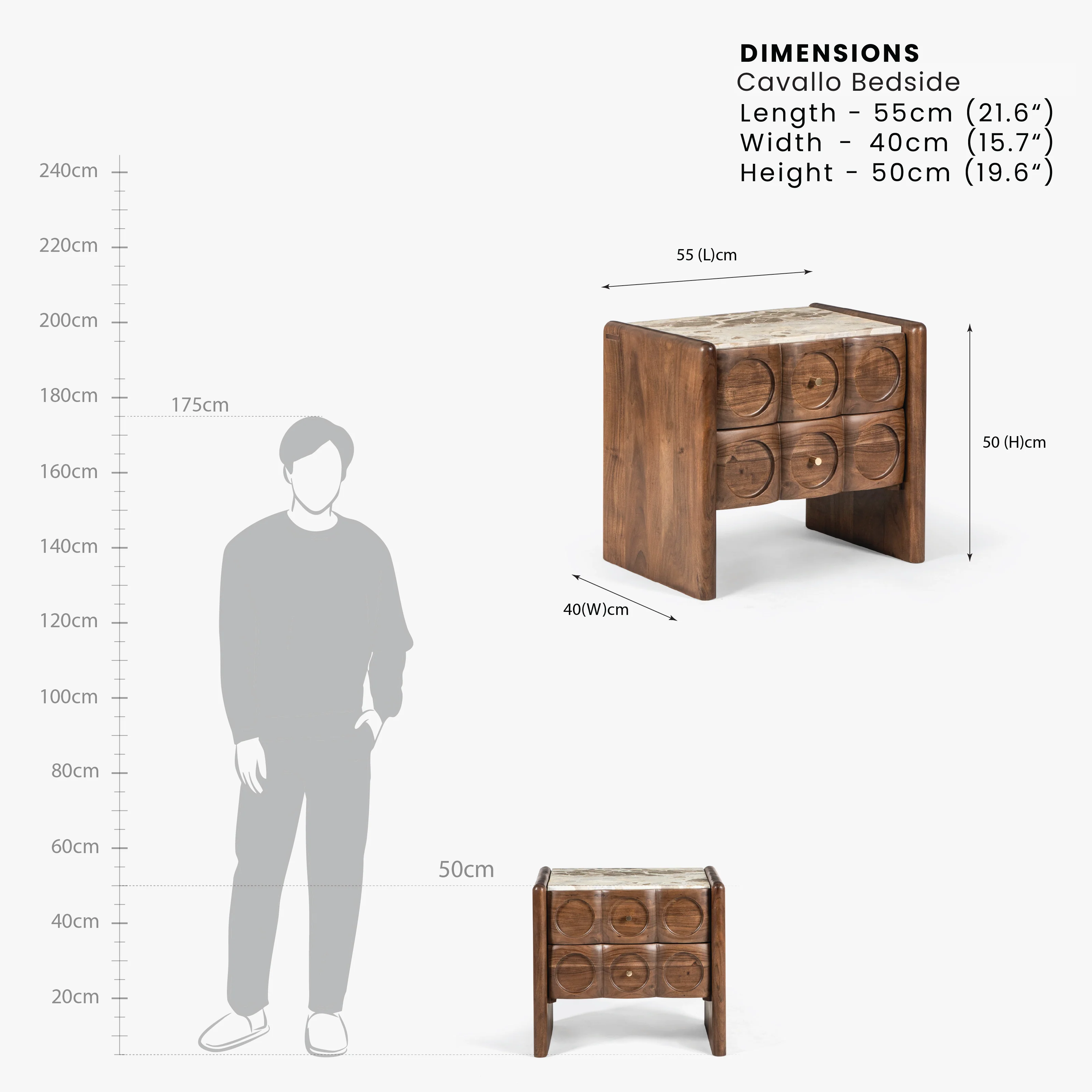 Cavallo Wooden Bedside Table - Image 5
