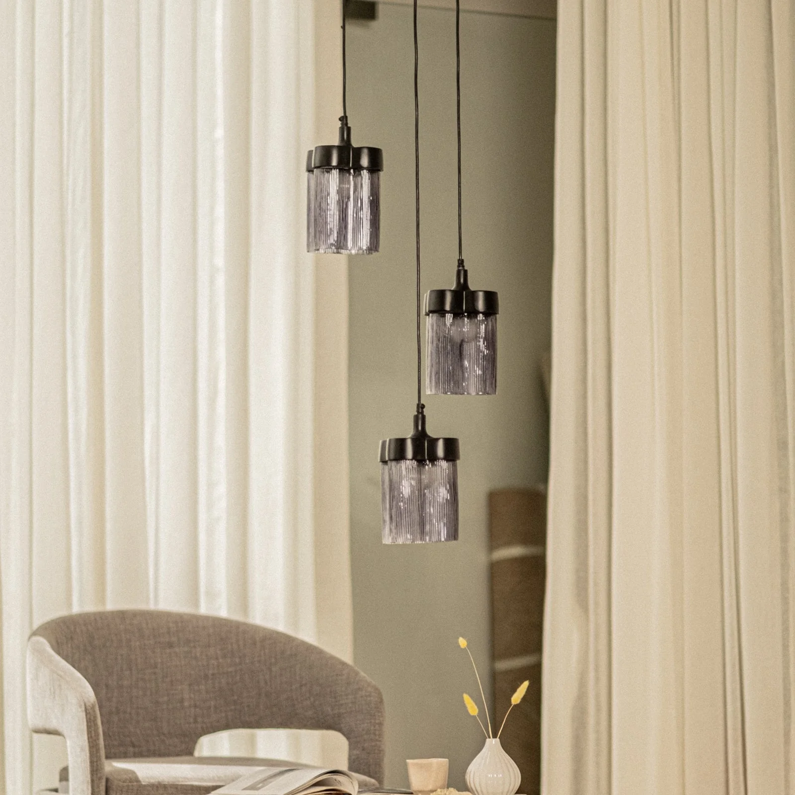 Furrow Cluster of 3 Hanging Lamp