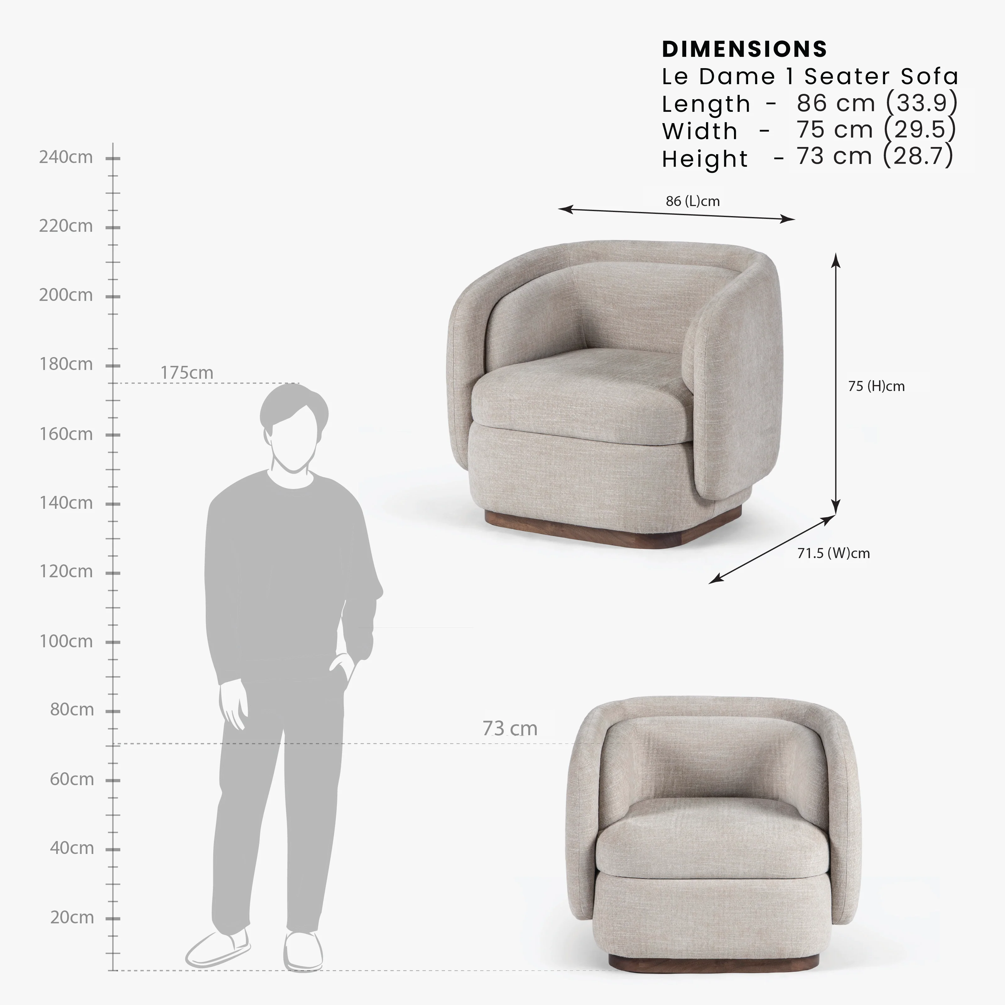 Le Dame 1 Seater Sofa - Image 5