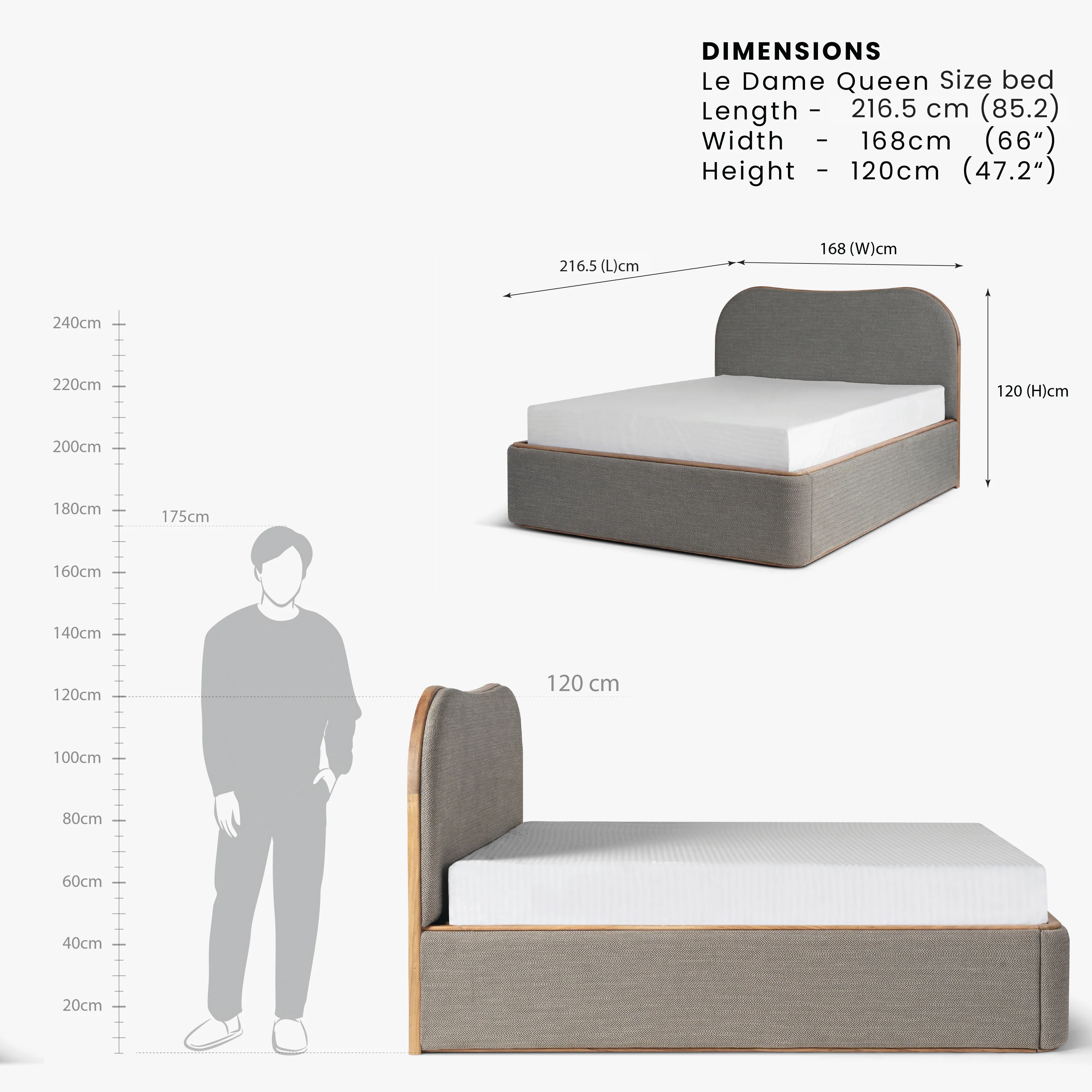 Le Dame Upholstered Queen Size Bed - Image 5