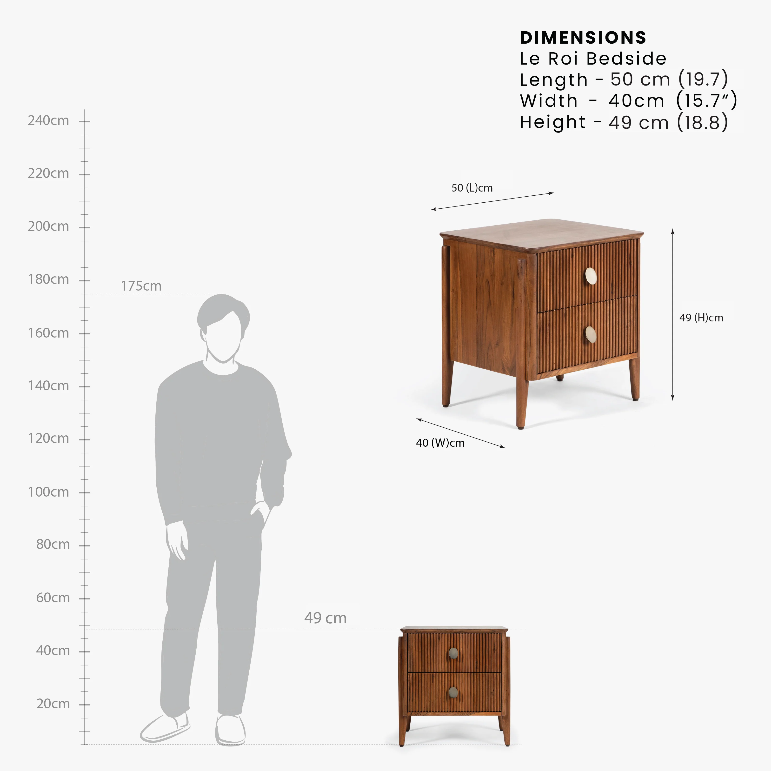 Le Roi Wooden Bedside Table - Image 5