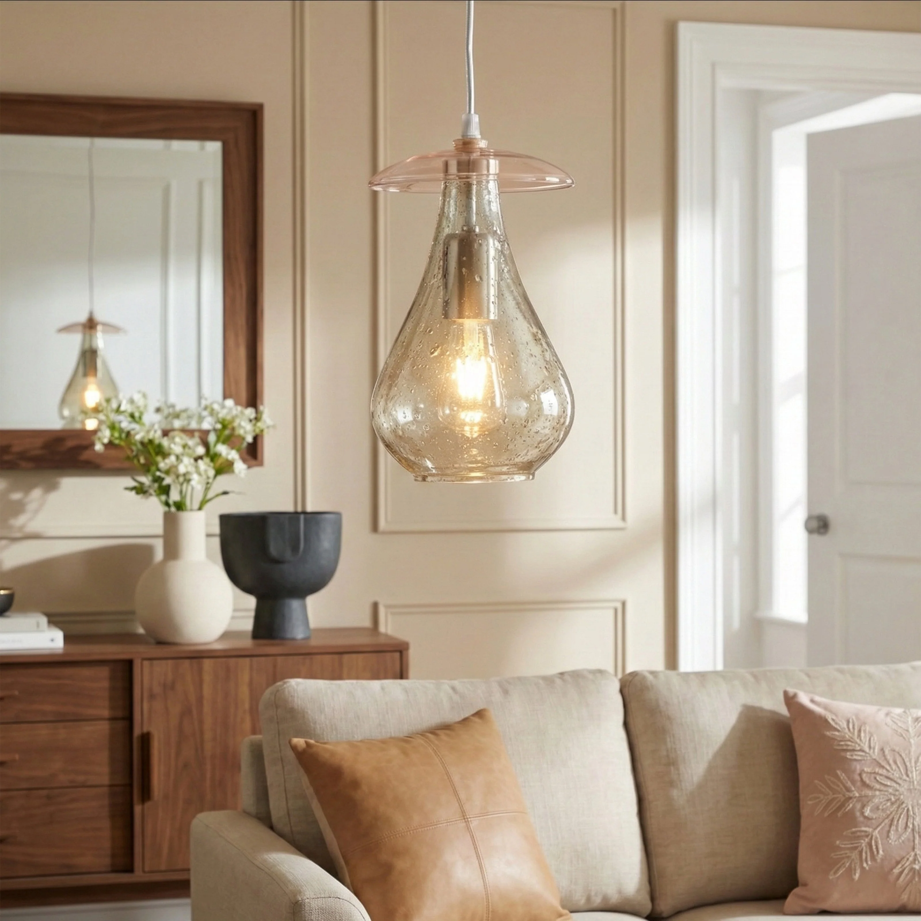 Sitara Glass Hanging Lamp Green Small